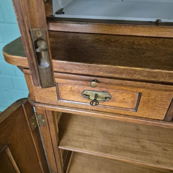Vitrine Bücherschrank Jugendstil 1900 Eiche – Bild 19