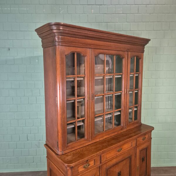 Vitrine Bücherschrank Jugendstil 1900 Eiche – Bild 5