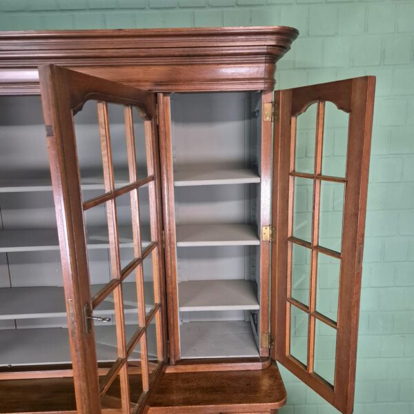 Vitrine Bücherschrank Jugendstil 1900 Eiche – Bild 18