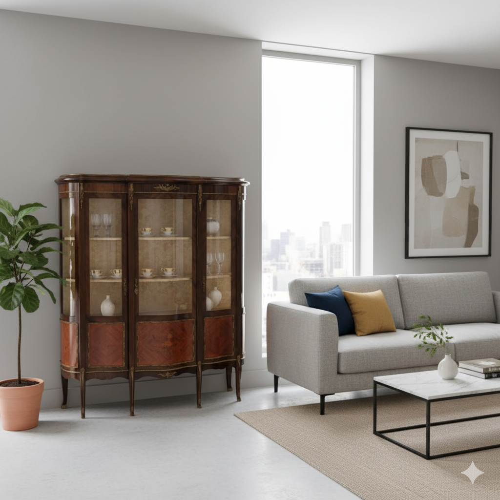 Vitrine Geschirrschrank Neubarock 1930 Mahagoni – Bild 2