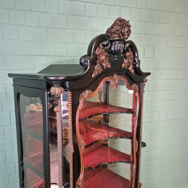 Geschirrschrank Vitrine Biedermeier 1850 Furnier – Bild 4
