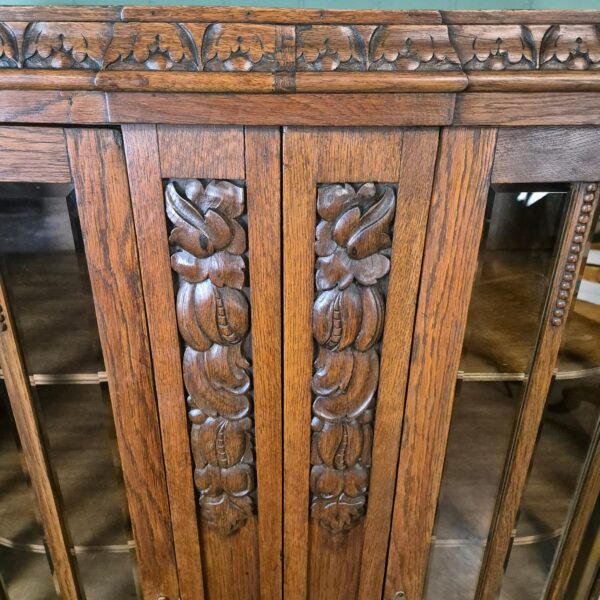 Vitrine Geschirrschrank Art-Deco 1920 Eiche – Bild 6
