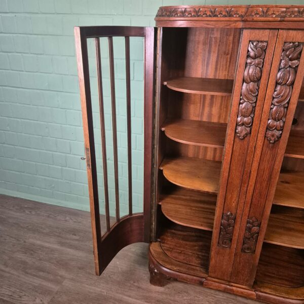 Vitrine Geschirrschrank Art-Deco 1920 Eiche – Bild 12