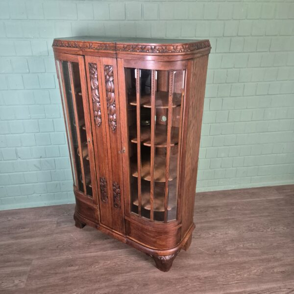 Vitrine Geschirrschrank Art-Deco 1920 Eiche – Bild 3