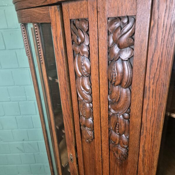 Vitrine Geschirrschrank Art-Deco 1920 Eiche – Bild 5