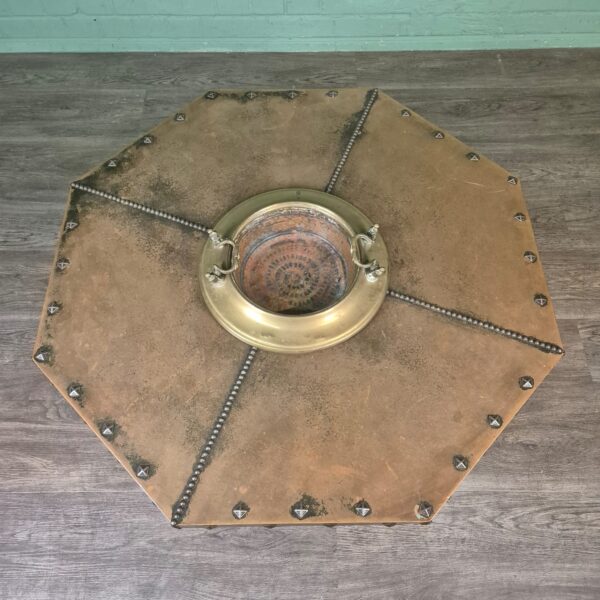 Couchtisch Tisch Art-Deco 1920 Eiche Kupfer – Bild 5