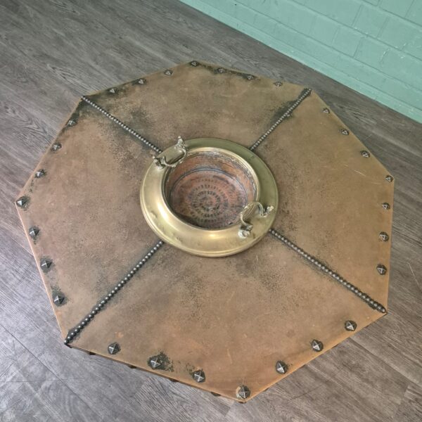 Couchtisch Tisch Art-Deco 1920 Eiche Kupfer – Bild 6