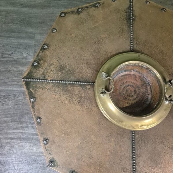 Couchtisch Tisch Art-Deco 1920 Eiche Kupfer – Bild 8