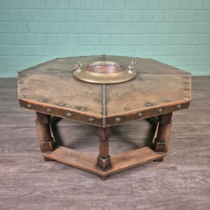 Couchtisch Tisch Art-Deco 1920 Eiche Kupfer