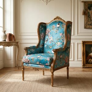 Barocksessel Sessel Barockstil Blau