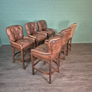 Set Chesterfield Barhocker Barsessel Leder Cognac