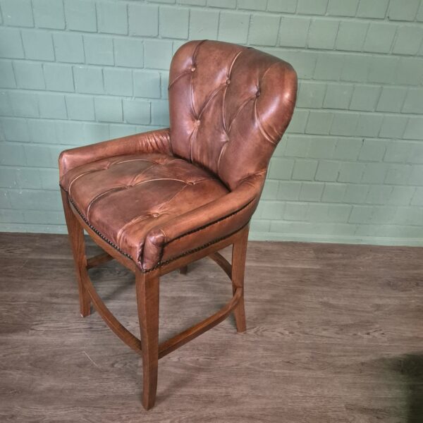 Set Chesterfield Barhocker Barsessel Leder Cognac – Bild 7
