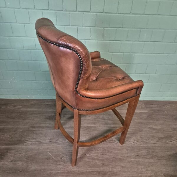 Set Chesterfield Barhocker Barsessel Leder Cognac – Bild 8