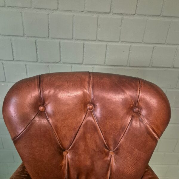 Set Chesterfield Barhocker Barsessel Leder Cognac – Bild 6