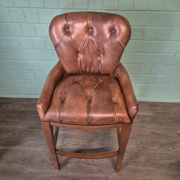 Set Chesterfield Barhocker Barsessel Leder Cognac – Bild 5