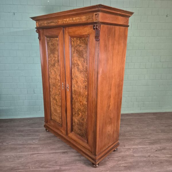 Kleiderschrank Schrank Gründerzeit 1880 Nussbaum – Bild 3