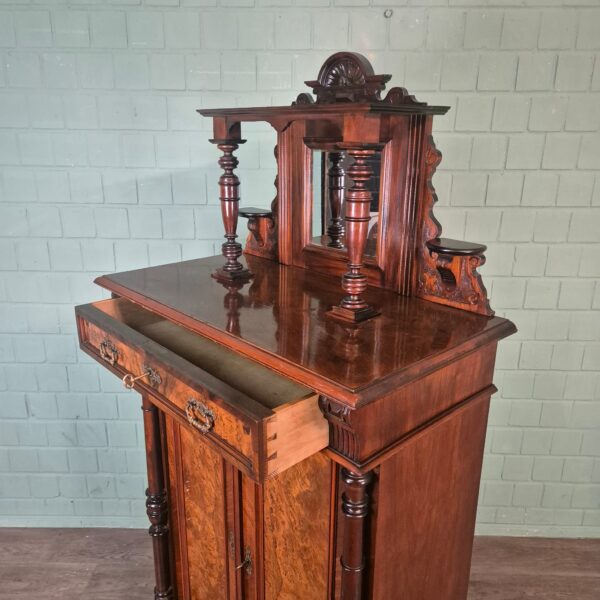 Vertiko mit Aufsatz Gründerzeit 1880 Nussbaum – Bild 14