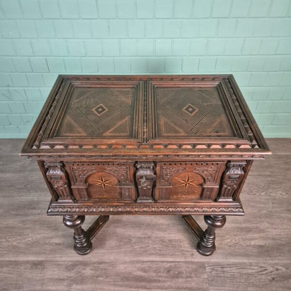 Truhe Stollentruhe Barock 1740 Eiche – Bild 3