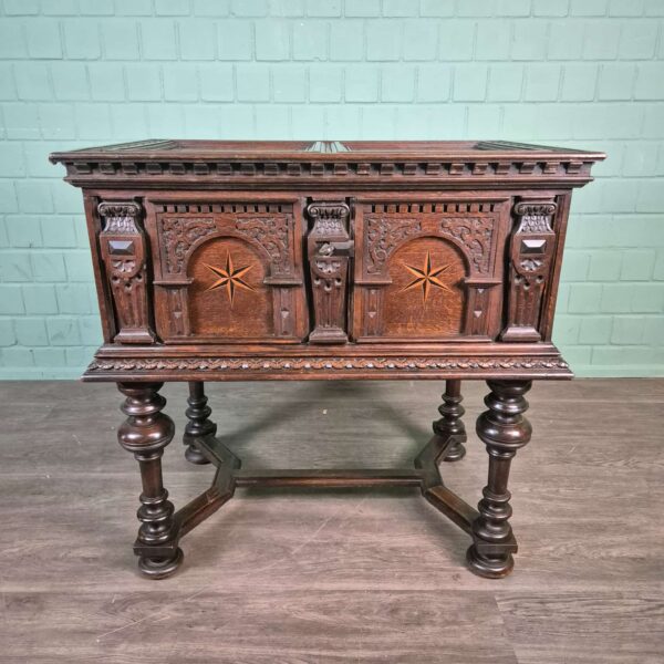 Truhe Stollentruhe Barock 1740 Eiche – Bild 2