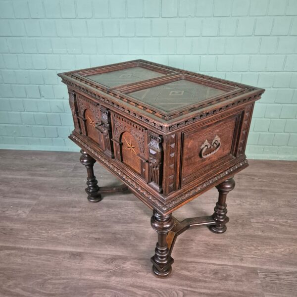 Truhe Stollentruhe Barock 1740 Eiche – Bild 6