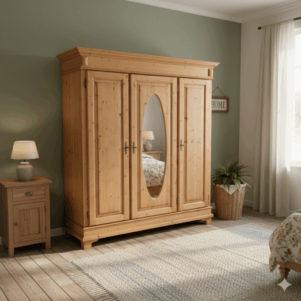 Kleiderschrank Schrank 1,65 m Kiefer – Bild 2