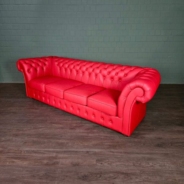Chesterfield Sofa Couch Leder Rot 2,60 m