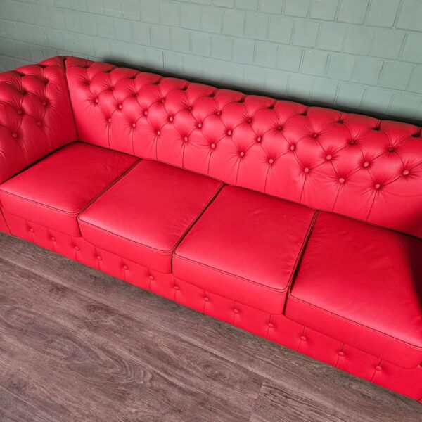 Chesterfield Sofa Couch Leder Rot 2,60 m – Bild 6