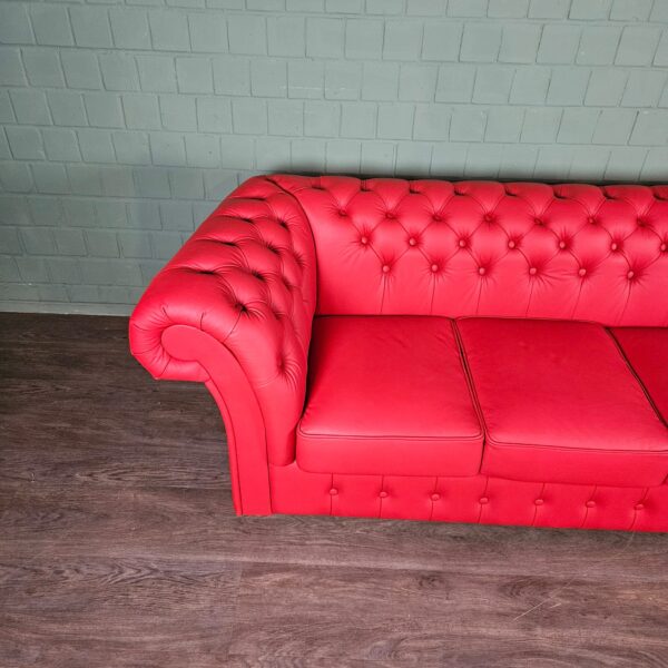 Chesterfield Sofa Couch Leder Rot 2,60 m – Bild 5