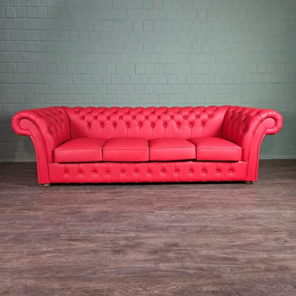 Chesterfield Sofa Couch Leder Rot 2,60 m – Bild 3