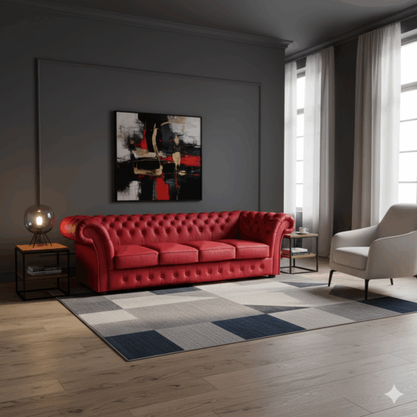 Chesterfield Sofa Couch Leder Rot 2,60 m – Bild 2