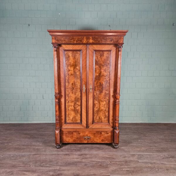 Kleiderschrank Schrank Gründerzeit 1880 Nussbaum – Bild 3
