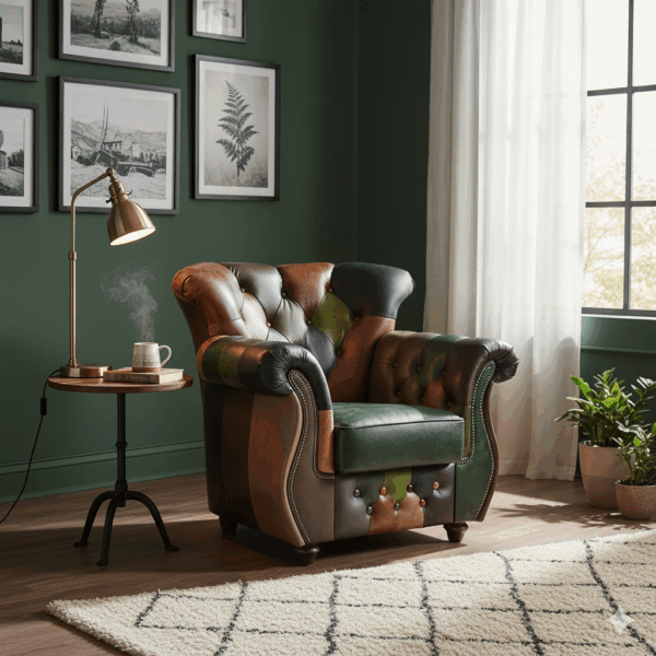 Chesterfield Sessel Leder Modell Jungle – Bild 2