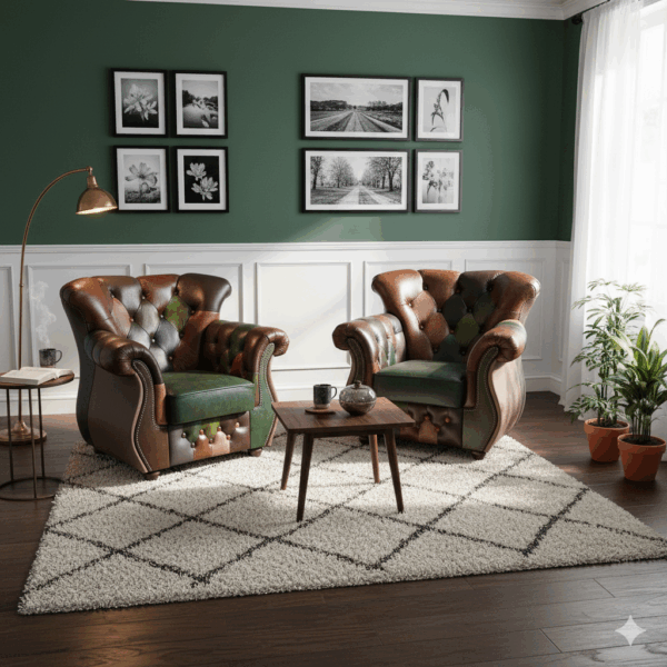 Chesterfield Sessel Leder Modell Jungle Set – Bild 2