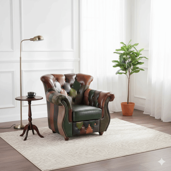 Chesterfield Sessel Leder Modell Jungle – Bild 2