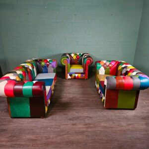 Chesterfield Couchgarnitur Modell Karneval 3-2-1 Leder