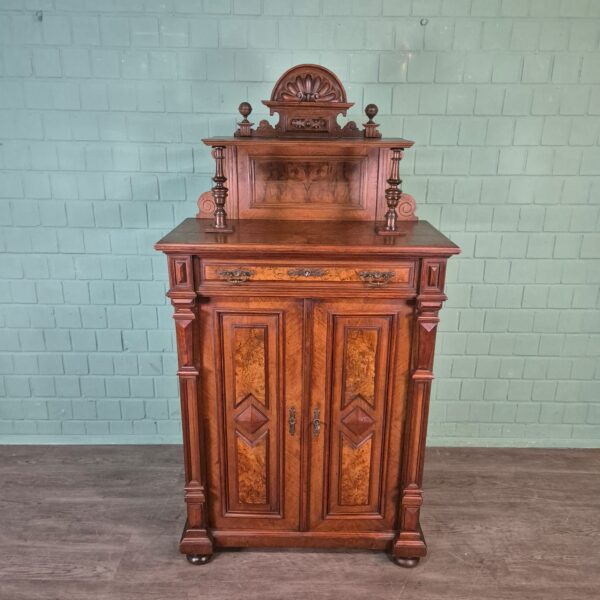 Vertiko mit Aufsatz Gründerzeit 1880 Nussbaum – Bild 3