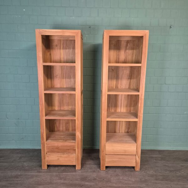Hochschrank Bücherregal Teakholz 0,55 m Set