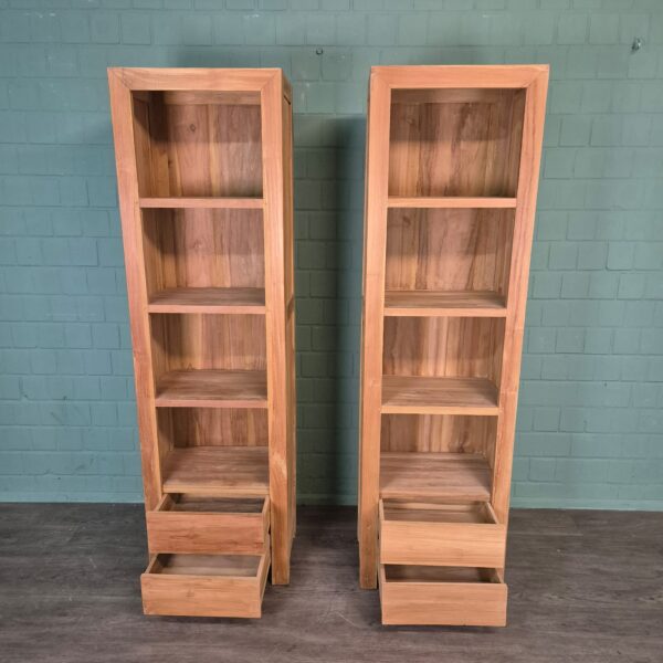 Hochschrank Bücherregal Teakholz 0,55 m Set – Bild 14