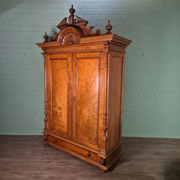 Kleiderschrank Schrank Gründerzeit 1880 Nussbaum – Bild 4