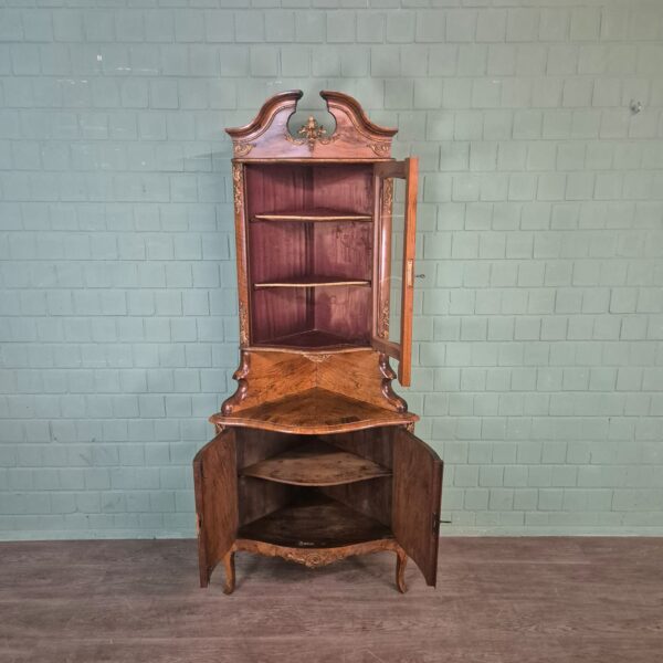 Eckschrank Eckvitrine Dresdener Barock 1870 Nussbaum – Bild 24
