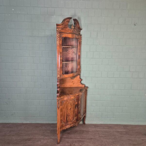 Eckschrank Eckvitrine Dresdener Barock 1870 Nussbaum – Bild 3