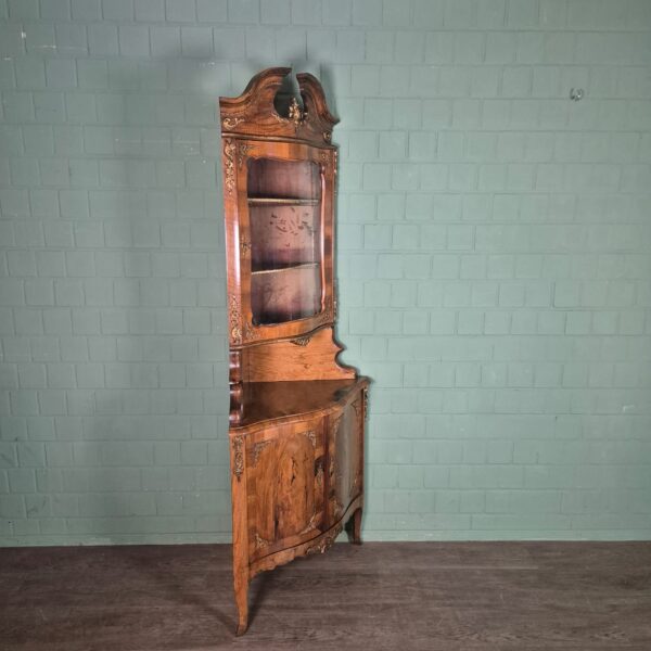 Eckschrank Eckvitrine Dresdener Barock 1870 Nussbaum – Bild 4