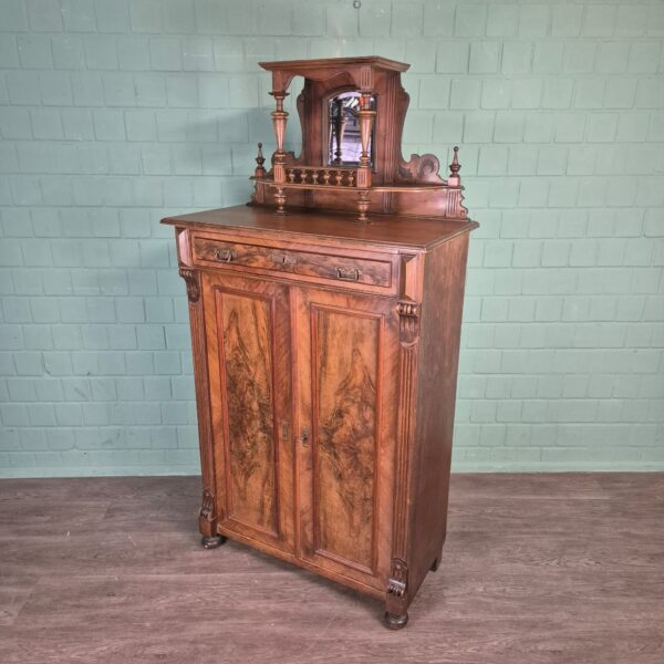 Vertiko mit Aufsatz Gründerzeit 1880 Nussbaum – Bild 3
