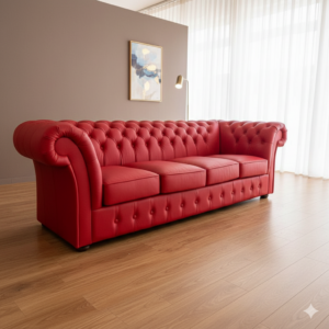Chesterfield Sofa Couch Leder Rot 2,60 m