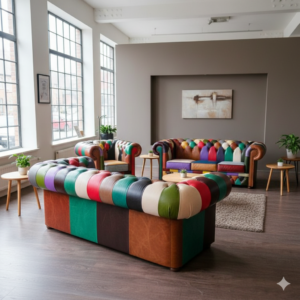 Chesterfield Couchgarnitur Modell Karneval 3-2-1 Leder