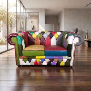 Chesterfield Sofa Couch Leder Modell Karneval 1,63 m