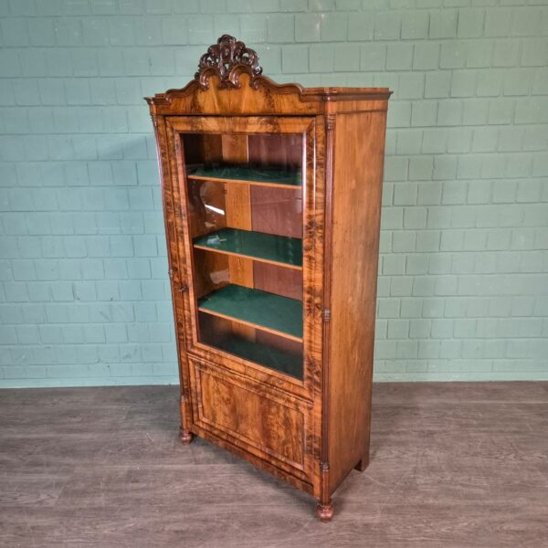 Geschirrschrank Vitrine Biedermeier 1860 Nussbaum – Bild 4