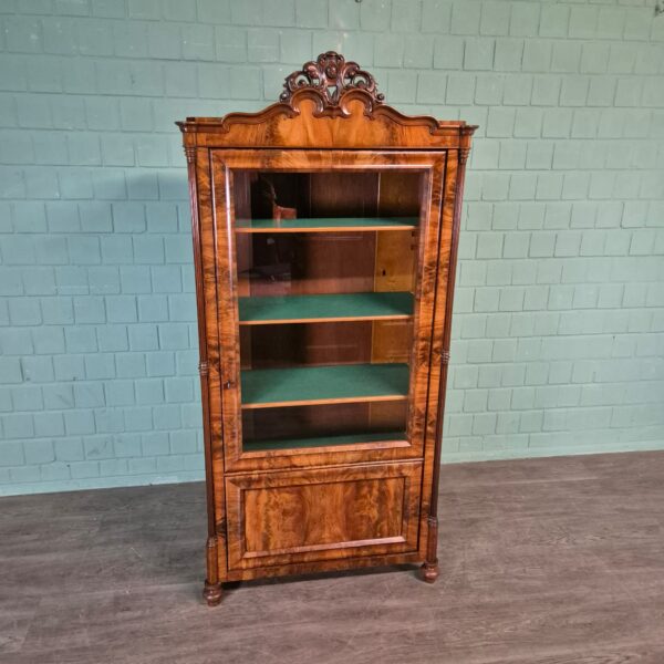 Geschirrschrank Vitrine Biedermeier 1860 Nussbaum – Bild 3
