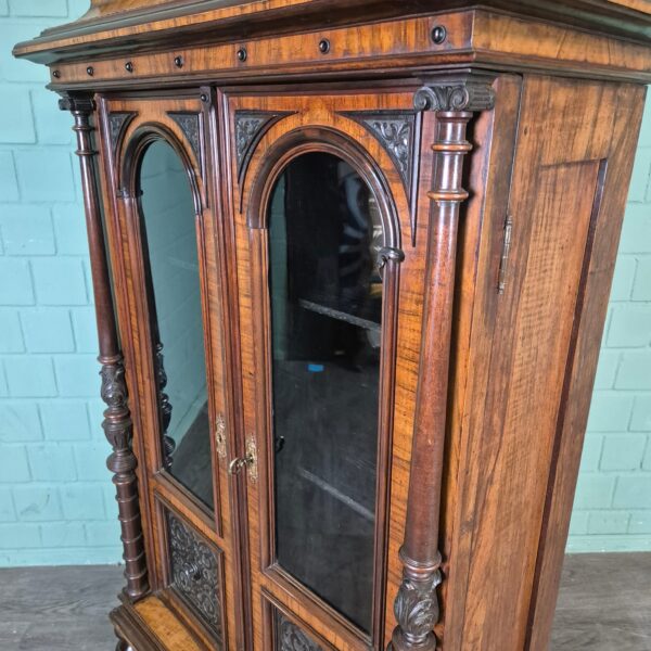 Geschirrschrank Vitrine Gründerzeit 1880 Nussbaum – Bild 10