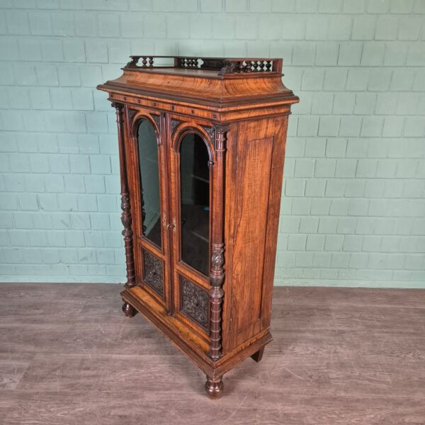 Geschirrschrank Vitrine Gründerzeit 1880 Nussbaum – Bild 6